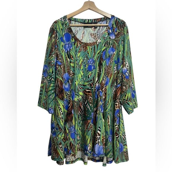 Attitudes by Renee Tropical Print Tunic Shirt 2X - Picture 1 of 7